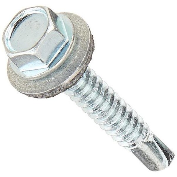 Hillman Self-Drilling Screw, 1/4"-13 x 1-1/2 in, Zinc Plated Steel Flange Hex Head External Hex Drive 78638 - main